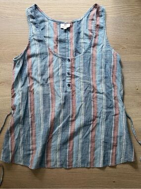 AG striped lightweight blouse with waist tie